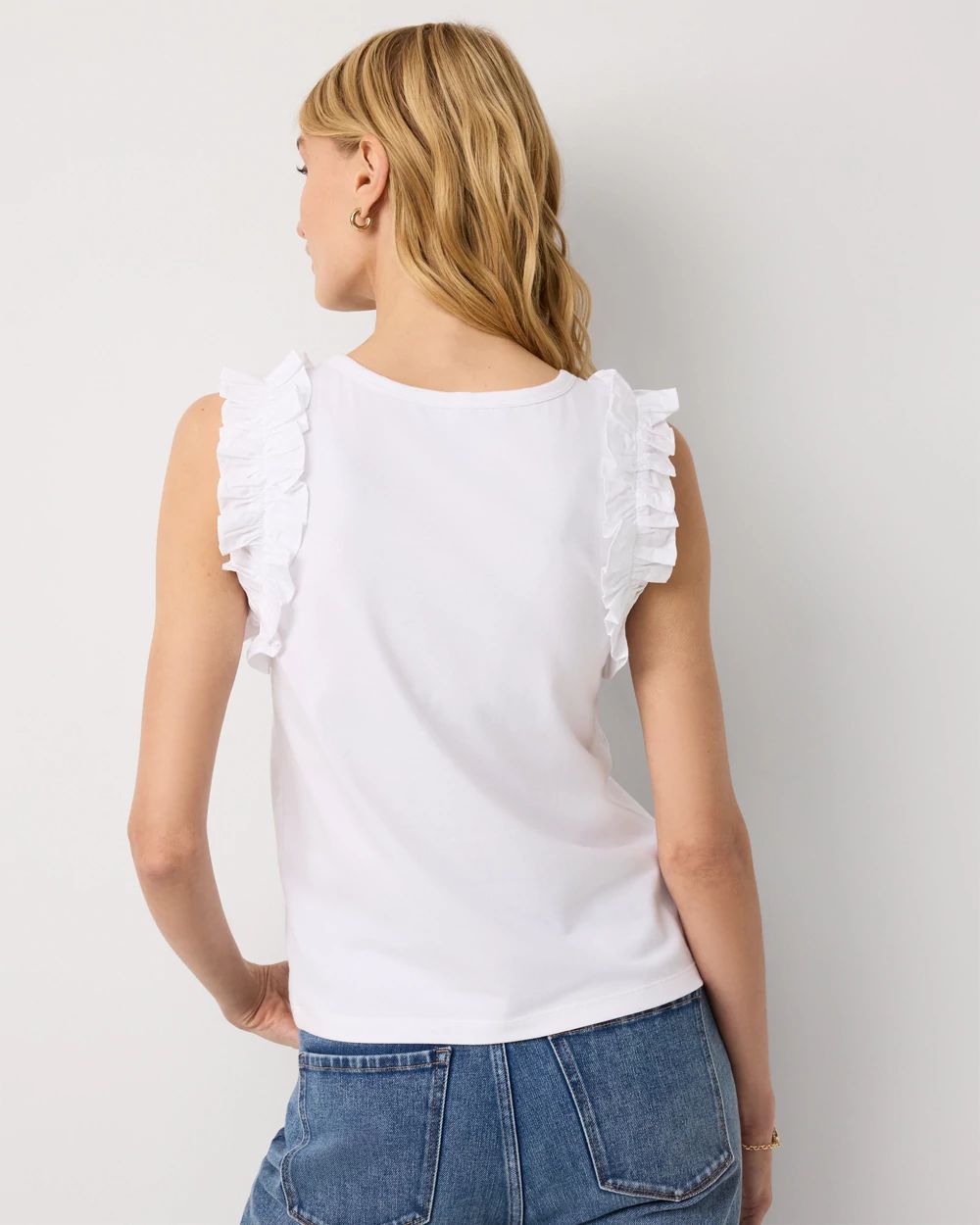 Ruffle Hem T-Shirt ホワイト Ruffle Trim Tank | White House Black Market